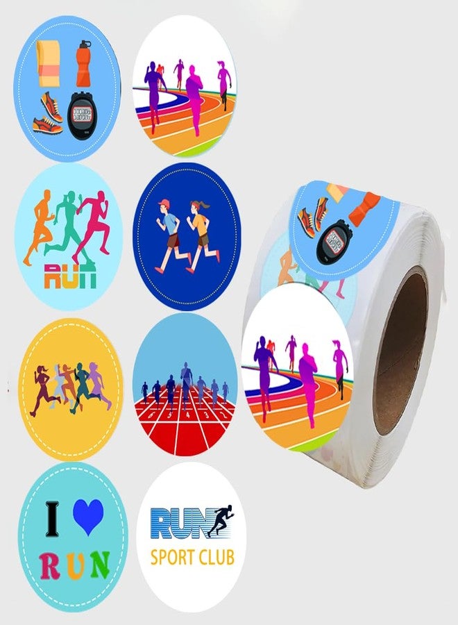 Atsmoicy 500 Pieces Running Party Decorations Labels Roll Stickers-Running Run Marathon Cross Country Sport Theme Birthday Supplies Favors Decals - Image 1